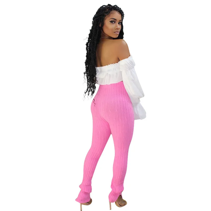 

Hot style Pencil Pantsuit with Flared Sleeve and One-word Shoulder Clothing, 6 color