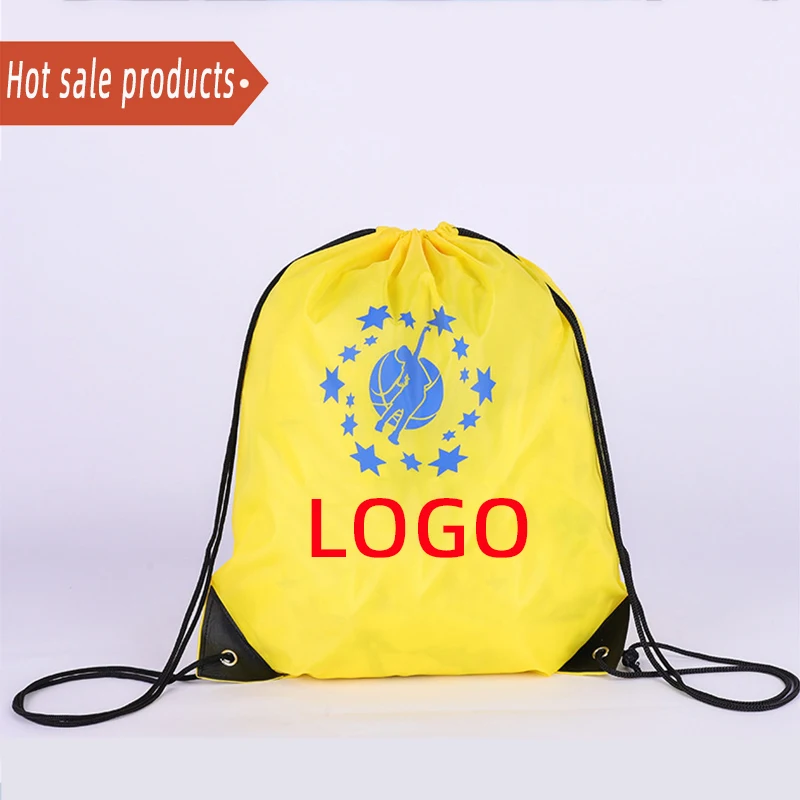 

Free shipping Original Factory Cheap Polyester Draw String Sports Bag Custom Logo Promotional Drawstring Bag, Multi-colored