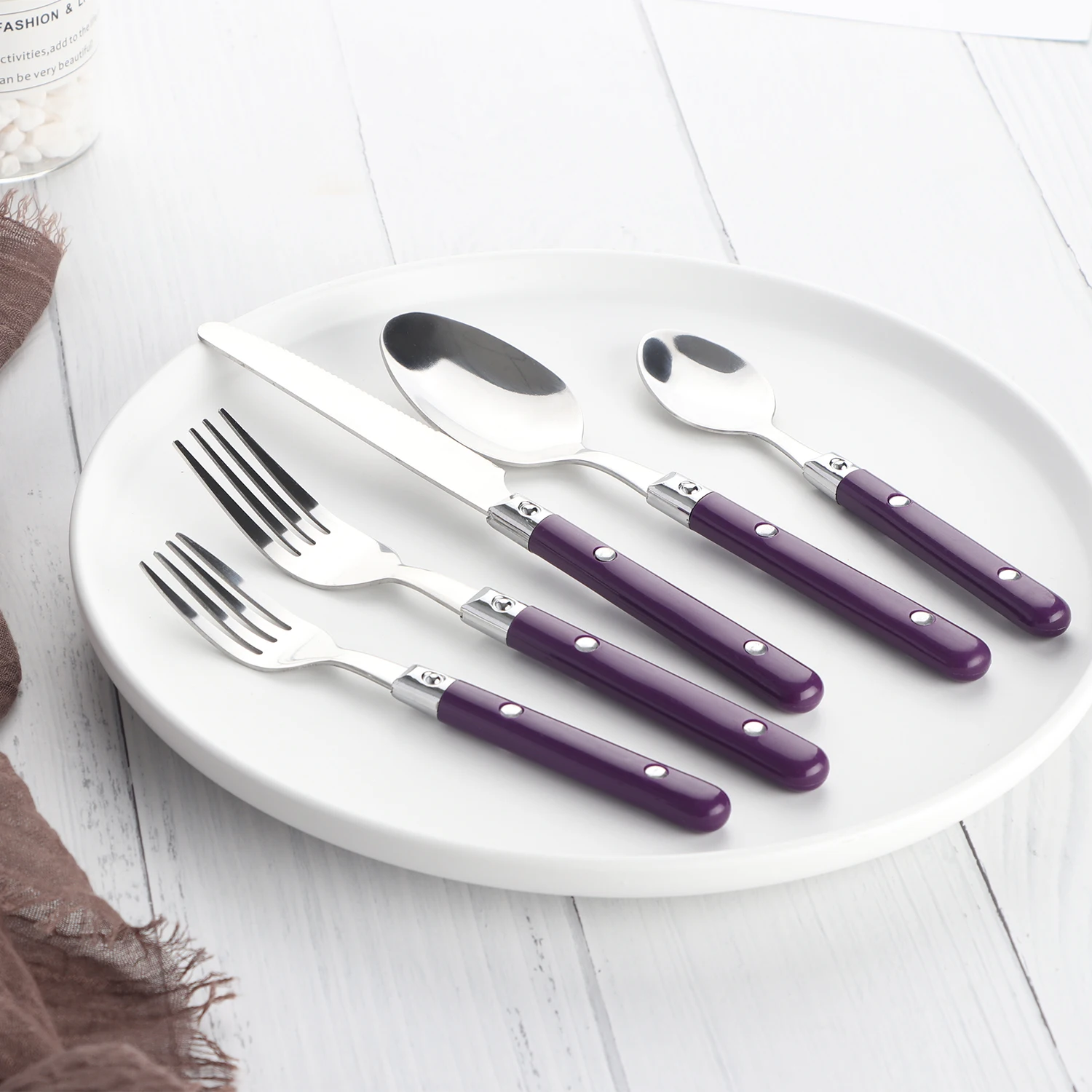 

Knife Spoon Fork Set 430SS Silver Cutlery 20PCS Stainless Steel Plastic handle Flatware Sets Cutery Set
