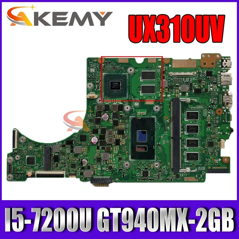 

Akemy UX310UV Laptop motherboard for ASUS UX410UQK (14 inch) UX410U UX310U original mainboard 4GB-RAM I5-7200U GT940MX-2GB