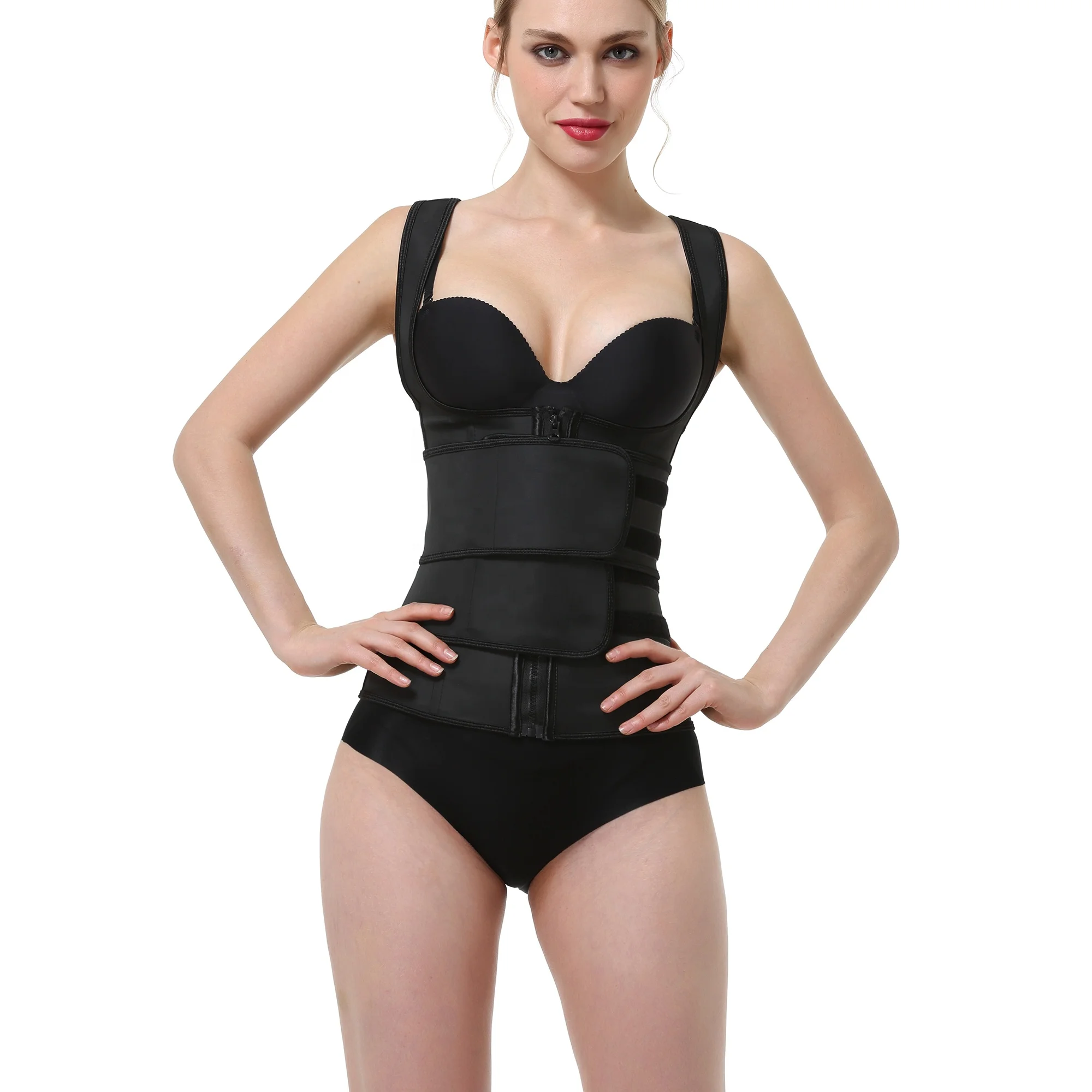 

Amazon New Design Big Size Corset Double Belt Latex Waist Trainer For Women