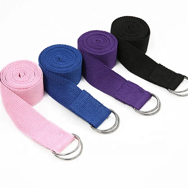 

Adjustable Fitness Elastic Organic Cotton Pilates Stretch Band Yoga Strap, Black, blue, pink, green, red, customized