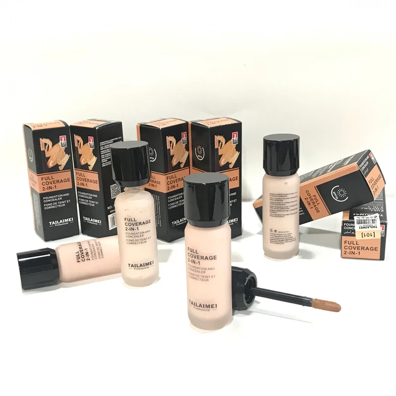 

Private Label Spf30 2 In 1 Liquid Foundation Light Skin Face Full Coverage Lasting Base Makeup Concealer Cream Wholesale, A:(101#,102#),b(104#,105#,106#)