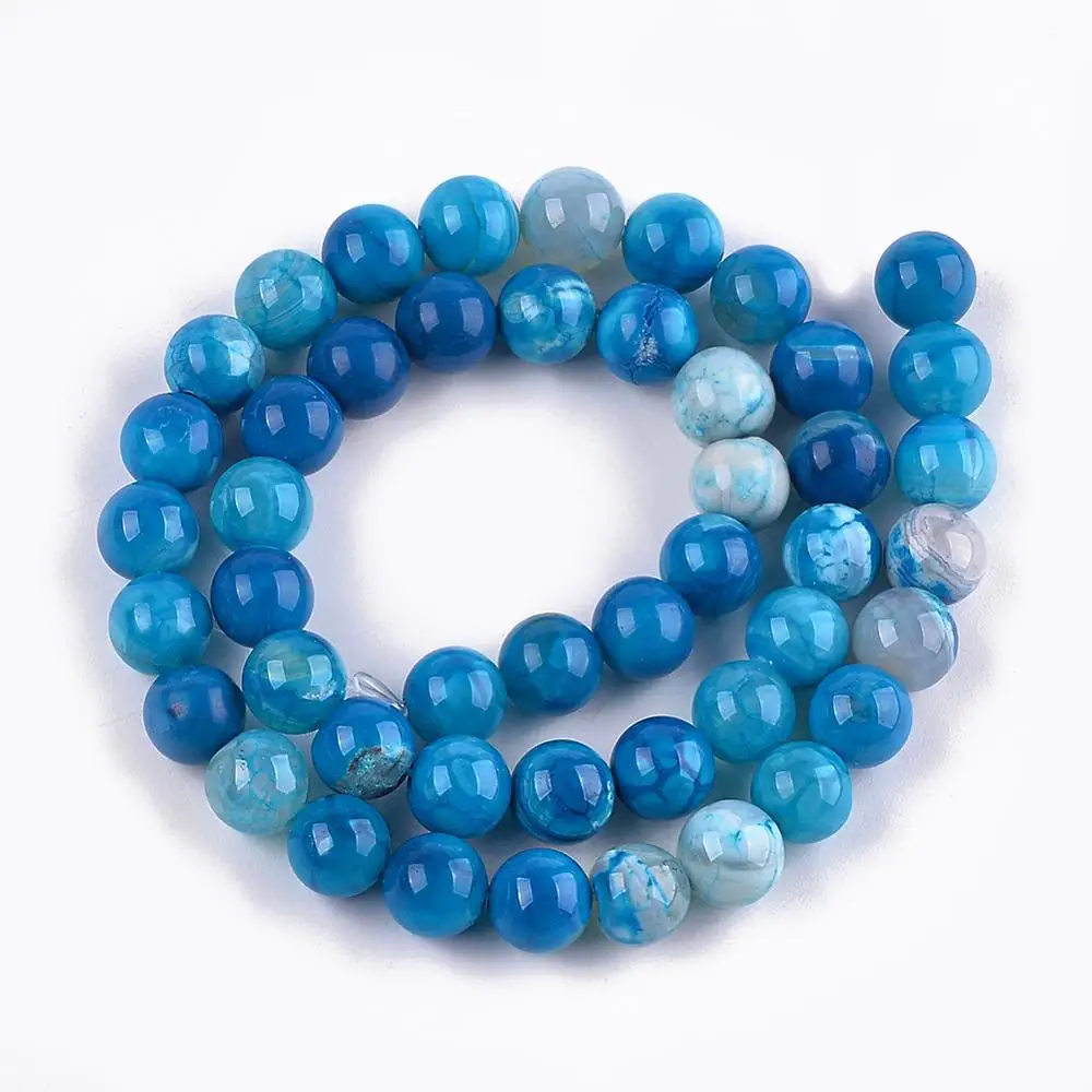 

Pandahall DodgerBlue 8mm Round Dyed Natural Agate Gemstone Beads Strands