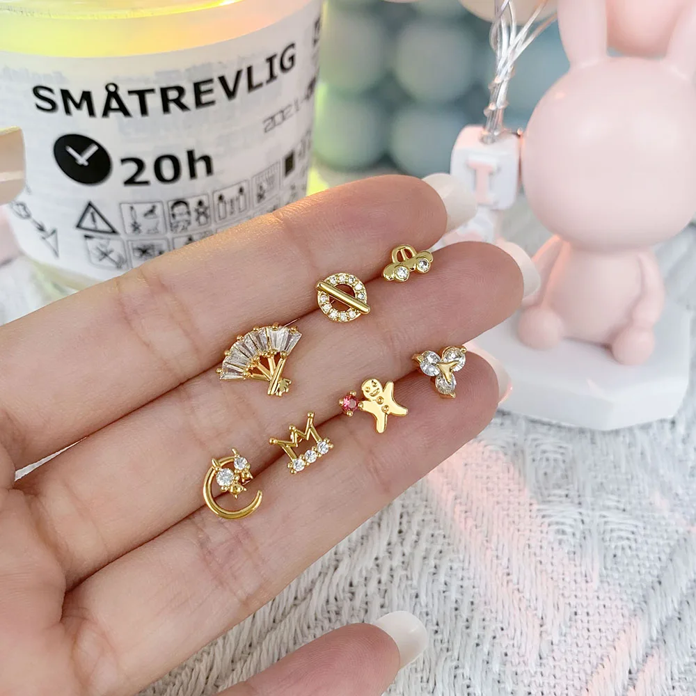 

Inlaid Crystal Geometric Clover Stud Earrings Light Luxury Mature Glamour Women Jewelry Accessories