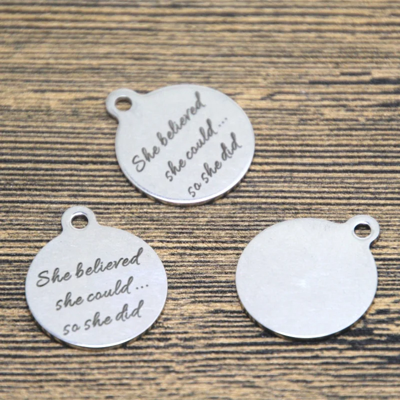 

she believe she could so she did charm silver tone message charm pendant 20mm