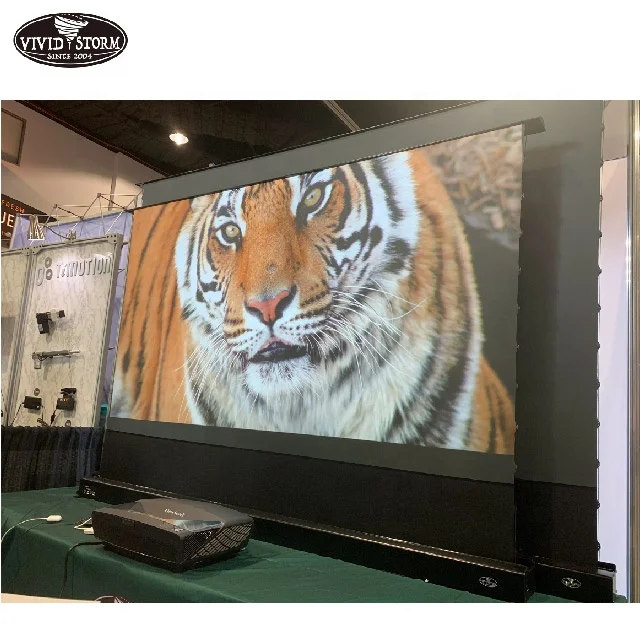 

VIVIDSTORM PRO 84 inch electric floor screen for UST ALR Laser TV Projector wireless trigger 8K/4K UHD movie screen