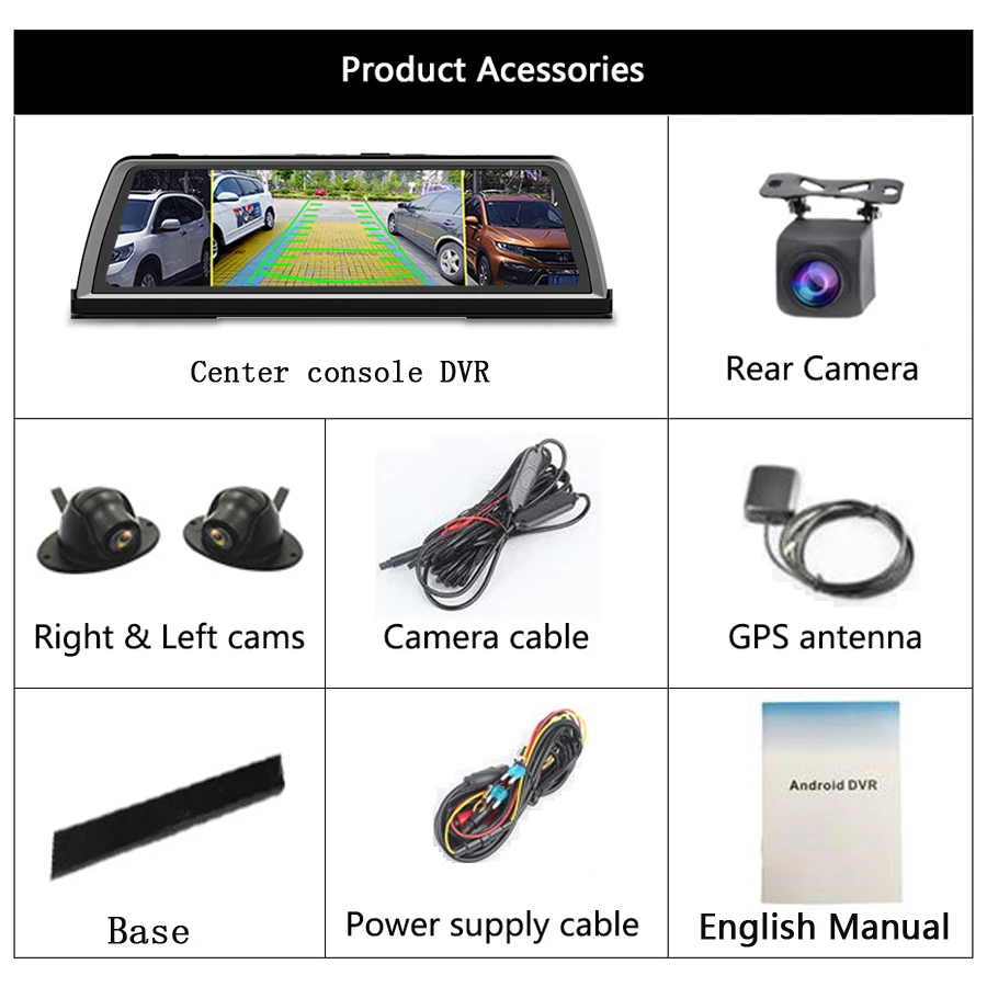 WHEXUNE 4G Car Video Recorder Dash Cam 3 Cameras Surveillance FHD 1080P  Night Vision 24-hour Remote Monitoring DVRs WiFi Hotspot