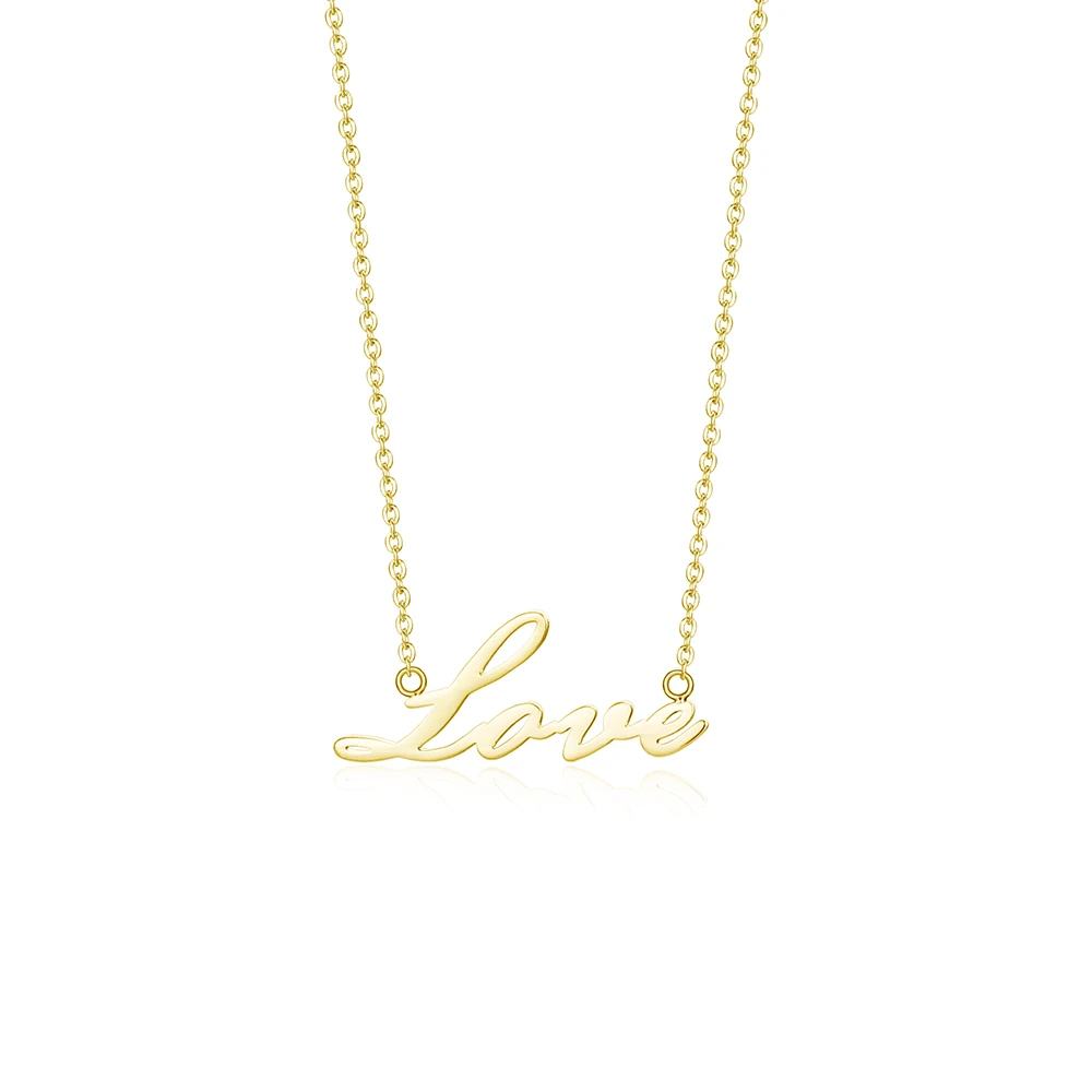 

Fashion 2020 14k Rose Gold PVD Plated Love Necklace 316L Letter Necklace, Rose gold/steel/gold