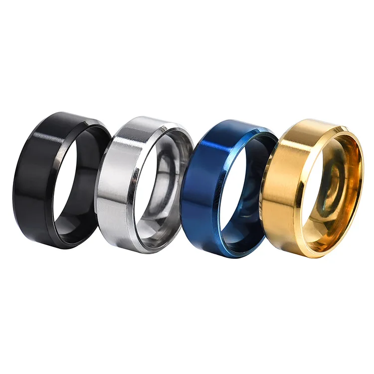 

New Trendy Multiple Colors Stainless Steel Round Finger Ring Minimalist Titanium Steel Matte Ring For Men