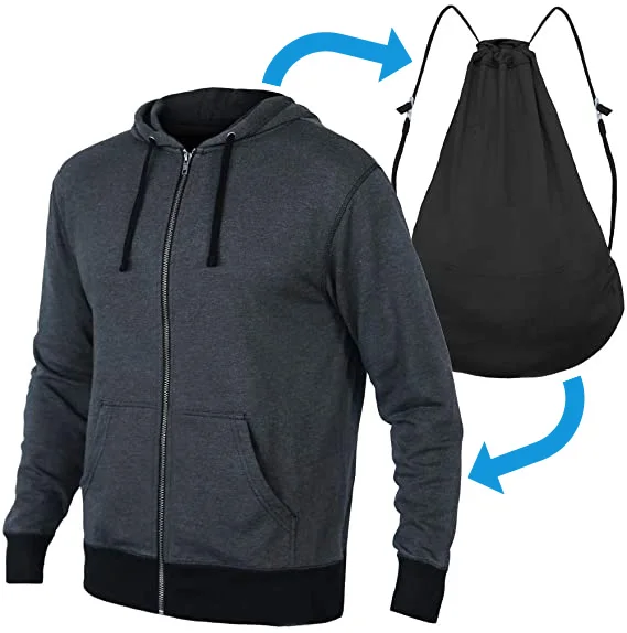 

Wholesale 2 in Reversible Backpack Mens Hoodie Unisex Full Zip Hoodie Bulk as Seen on SHARK TANK