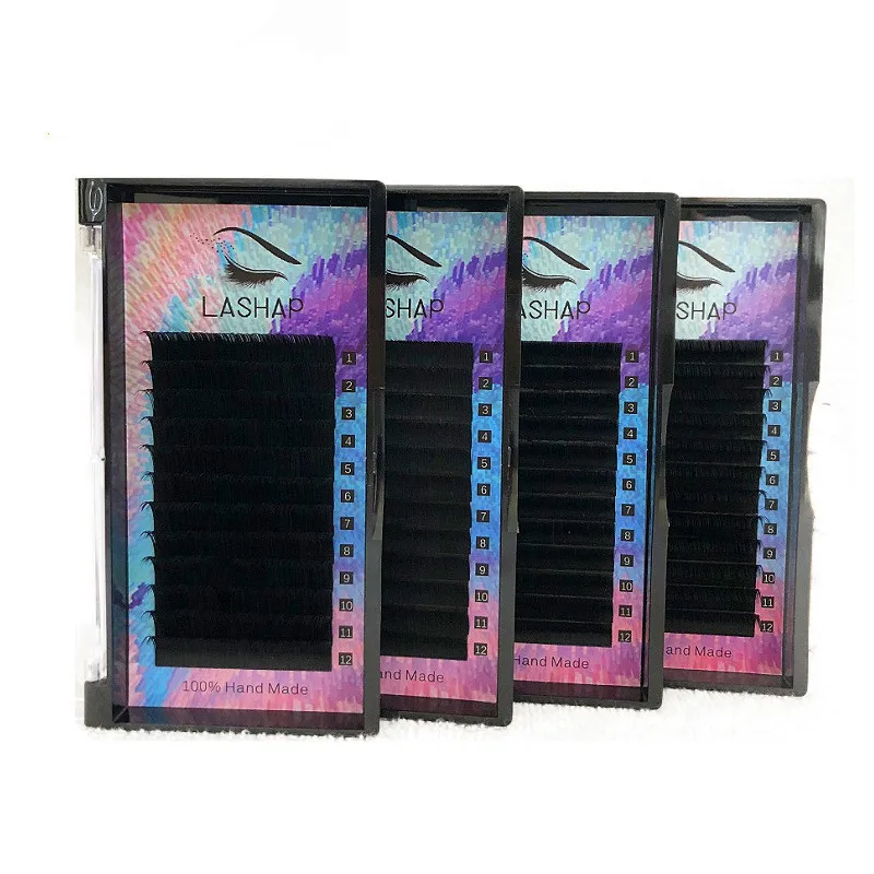 

Private Label volume lashes extensions tray premium matt dark black Wholesale 8-15mm mink silk individual eyelash extensions