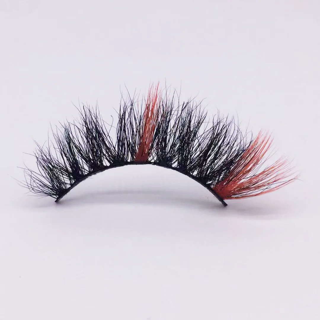 

8109-22C 20mm Real Mink 3D color mink lashes colored lashes with custom lash box full strip eyelashes own band logo