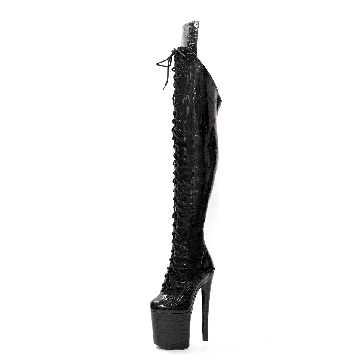 8Inch Fashion Exotic Dancer Strip Pole Dance Gladiator Black Platform 20cm Over the Knee Boot Retro Nightclub Sexy Models Fetish