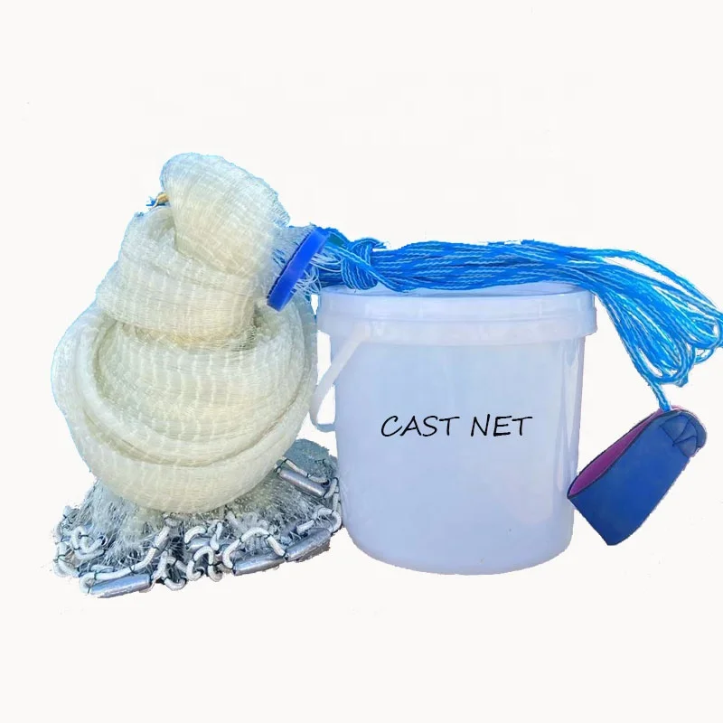 6ft cast net American fishing net Nylon Lead sinker fishing net drawstring casting, Clear