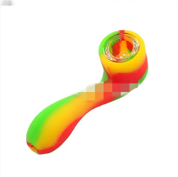 

Creative Portable Camouflage Silicone Glass Bowl Weed Tobacco Smoking Pipe, Picture