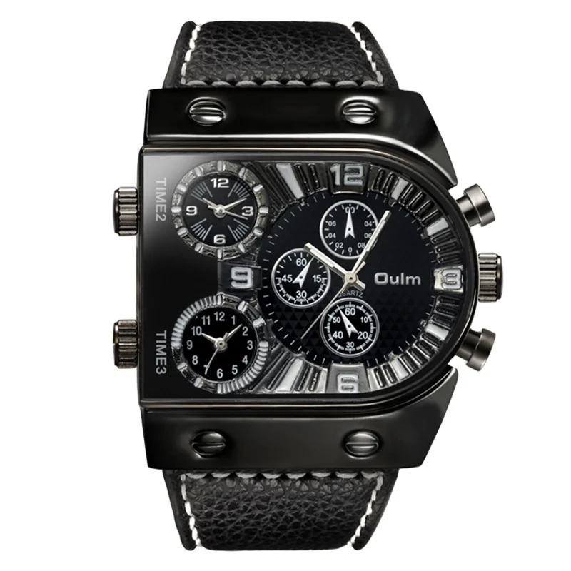 

Oulm Watch 9315 Military Men Quartz Wrist Watch Leather Strap Cool Watch For Men Hot Sales