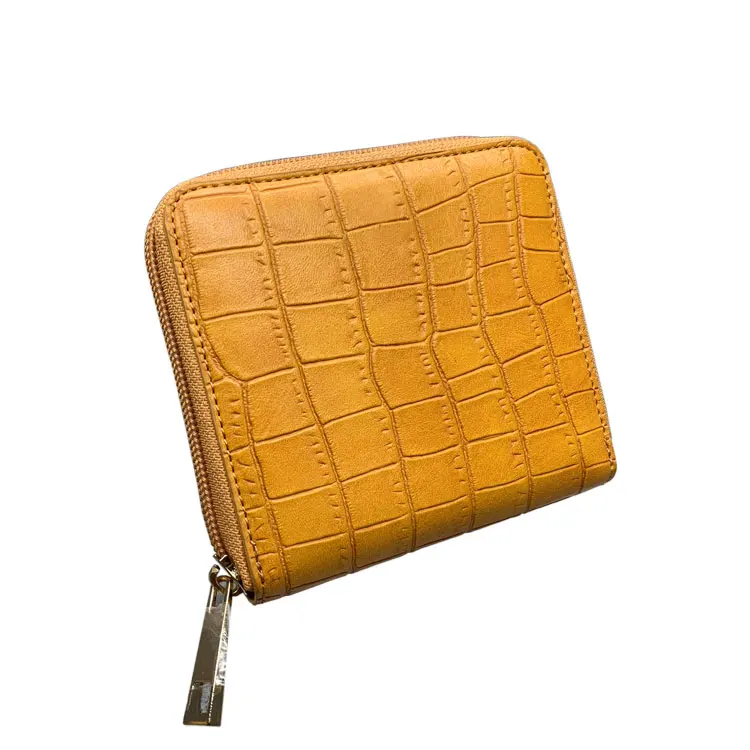 

Fashion hot sale 2021 new retail customizable PU leather zipper wallet, Yellow