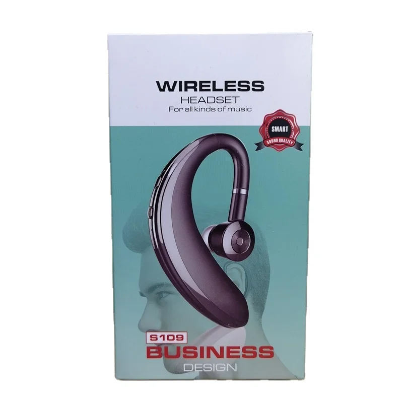 

2020 New arrival S109 Wireless Headphones ear hook BT v5.0 long standby Boat Earphones earbuds business headsets for man women, Black