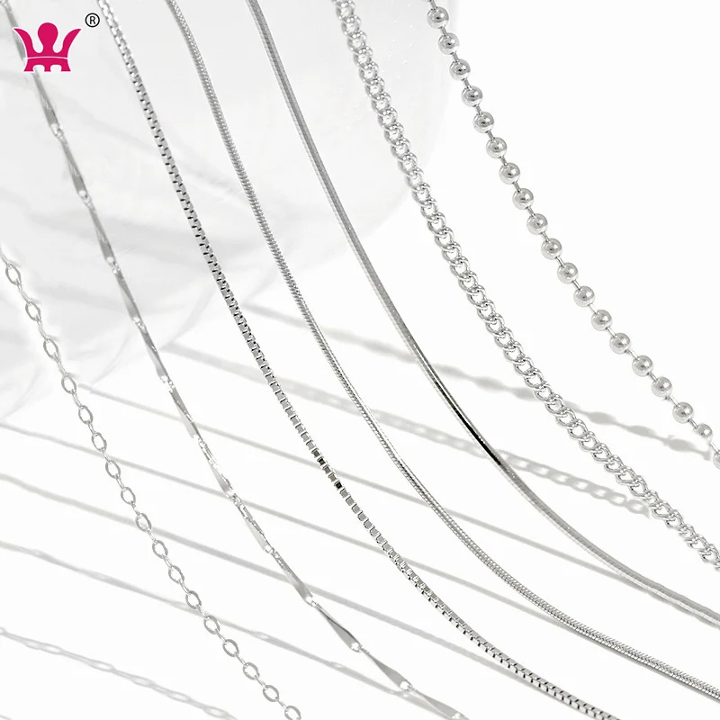 

wholesale bead snake box chains solid 925 silver chain necklace sterling silver chain necklace 925 sterling silver, Platinum