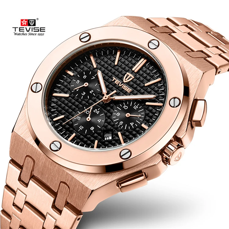 TTEVISE T830B Watches Men Automatic Mechanical Wristwatch Luminous Auto Date Military Design High Quality Stainless-steel Watch