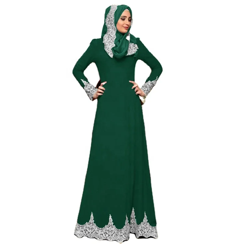 

Middle East Turkish Women Fashion Full Button Muslim Lace Robe Muslim Long Dress Kaftan Ialamic Clothing, Army green,purple,green,black,red