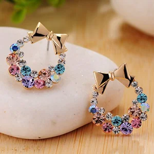 fashion amazon colorful diamond earrings studs accessories butterfly embroidery boho flower earring stud set design for women