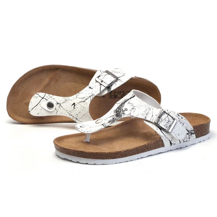 

2021 Fashion Cork Beach Slippers Summer Slides Footwear Flip Flops Men Leather Sandals Women