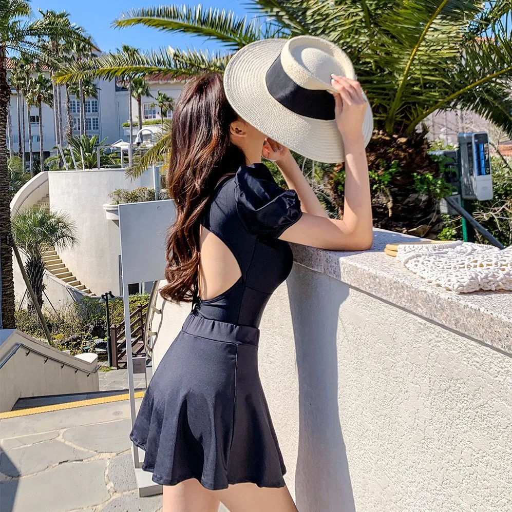 

YZ-0527 One-piece Women, Japan And South Korea Sexy Backless Two Black Dress Womens Sexy Swimsuit 2021