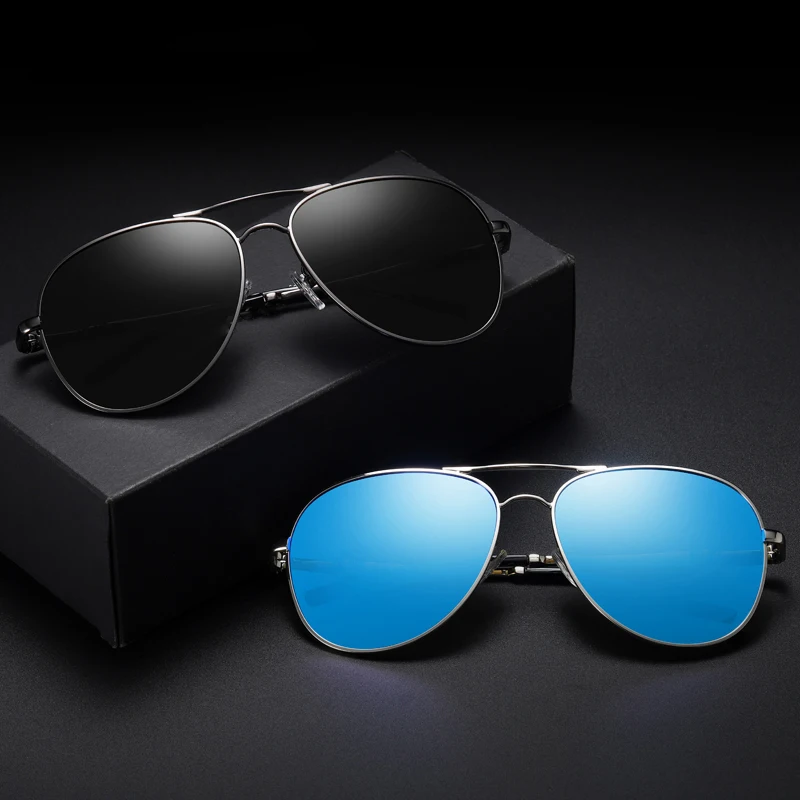 

6121 Wholesale 2021 New Polarized Sunglasses Men Custom logo Retro Metal Oval Black Sunglasses, Picture colors