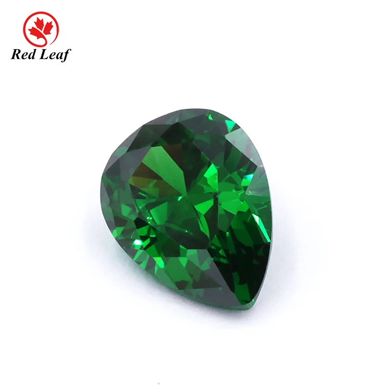 

Redleaf Jewelry High quality gems pear shape CZ green color cubic zirconia
