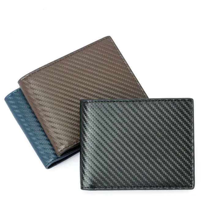 

Carbon fiber men wallet card holder RFID blocking slim purse for male Amazon hot selling, Black