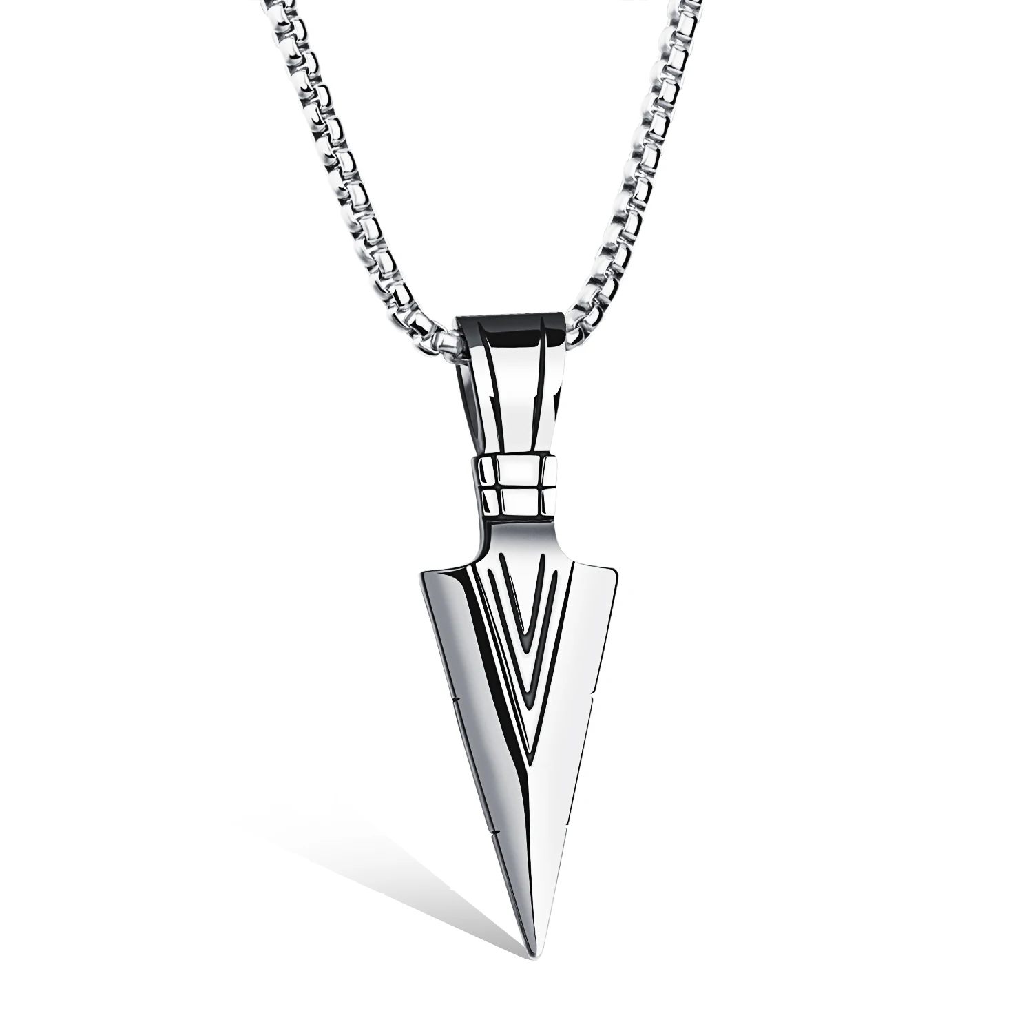 

Manufacturer 316L Stainless Steel Necklace Howlite Engraved Silver Triangle Pendant, Silver,gold,black,customized color