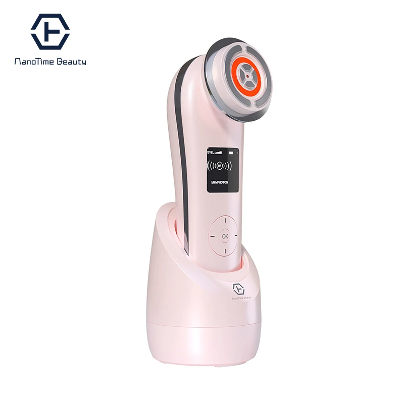 

ree Samples Portable Home Use Led RF Facial Beauty Device Lifting Rejuvenation RF EMS Face Beauty Device for Tighten Skin