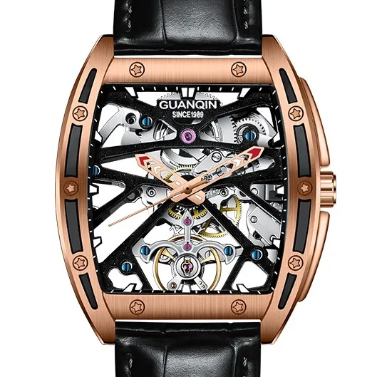

GUANQIN automatic skeleton watch mechanical mens watch top brand luxury men's business watch tourbillon clock men reloj hombre