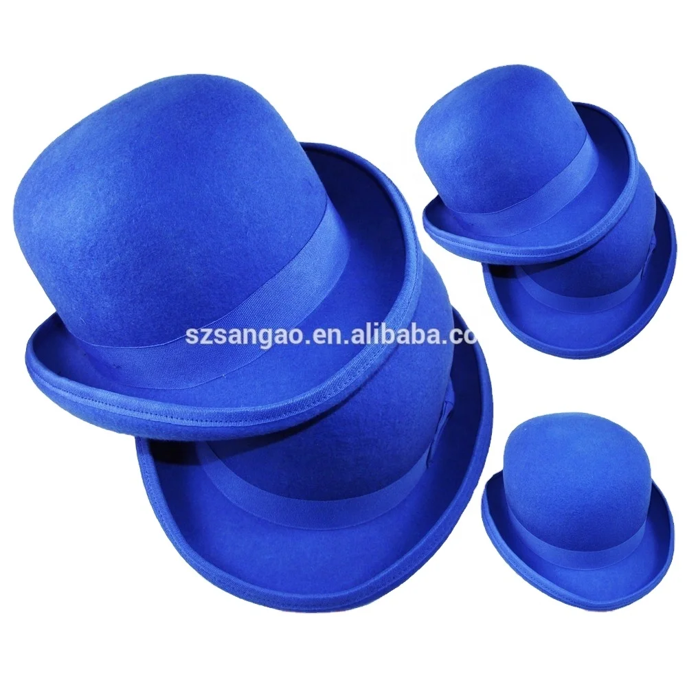 

new style Royal blue bowler hat with 100% wool felt