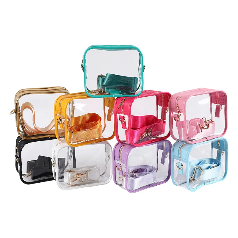 

Manufacturer Wholesale Beach PVC Shoulder Bag Swim Pouch Small Cosmetic Bags Crossbody Purse Clear Bags With Strap