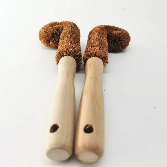 

Customized All Nature Beech Wood Bottle Bowl Cup Eco Friendly Kitchen Cleaning Brush Cup Brush Coconut Fiber brush