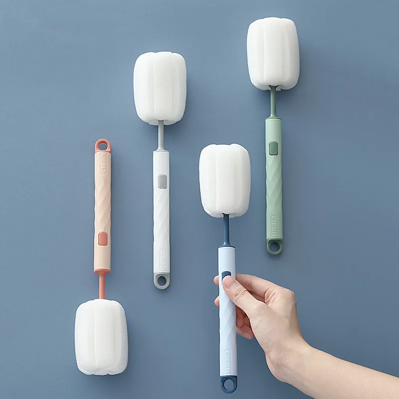 

Replaceable Sponge Head Cleaning Brush Cleaner Plastic Long Handle Soft Dishwashing Foam Brushes for Cups Mugs Kettle