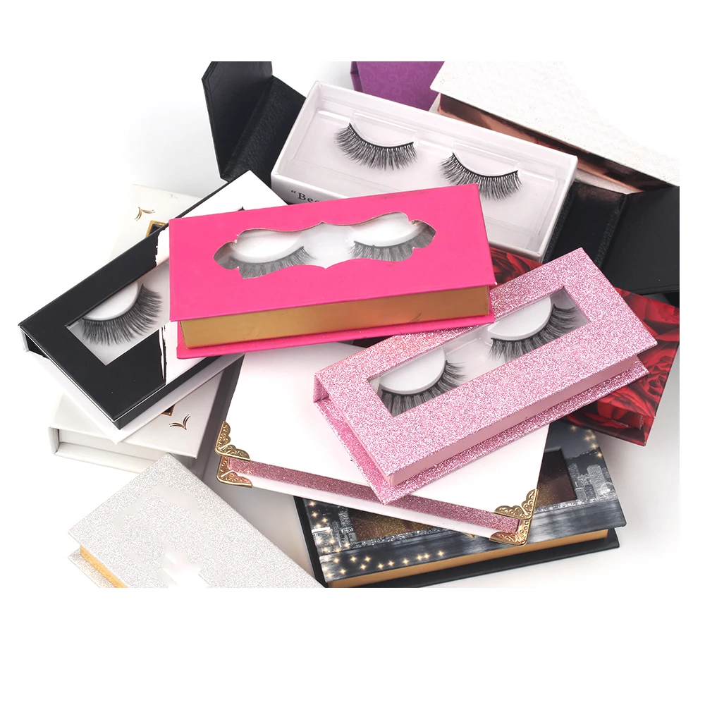 

New design OEM Wholesale Natural lashes fiber 100% 3D silk eyelashes custom made box, Black