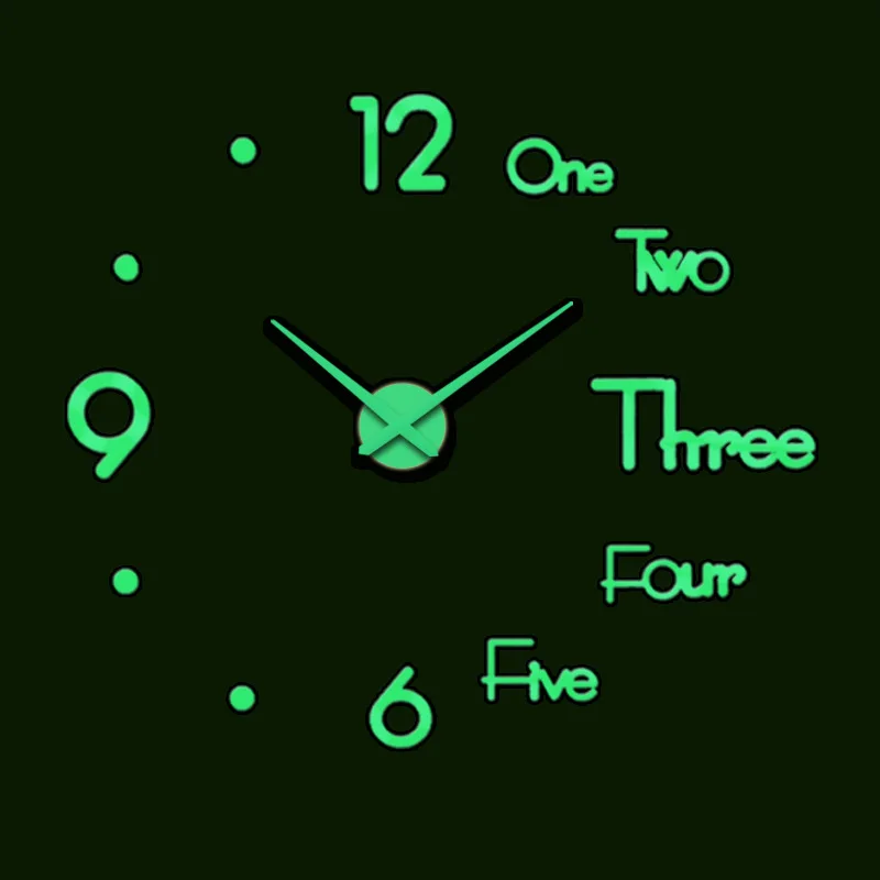 

Wholesale 2021 Hot Quartz Acrylic Sticker Night Light Luminous Cheap Large DIY 3d Digital Home Decorative Modern Wall Clocks