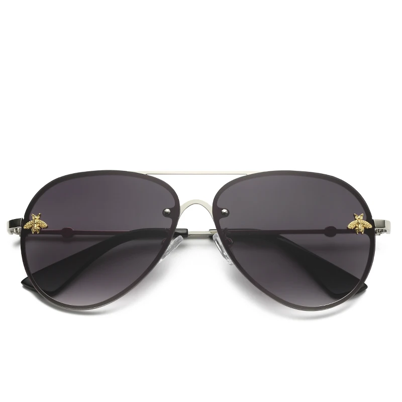 

Luxury Pilot Sunglasses Women Vintage Bee Rivet Metal Frame Gradient Lenses Sun Glasses Retro Men Female Eyewear