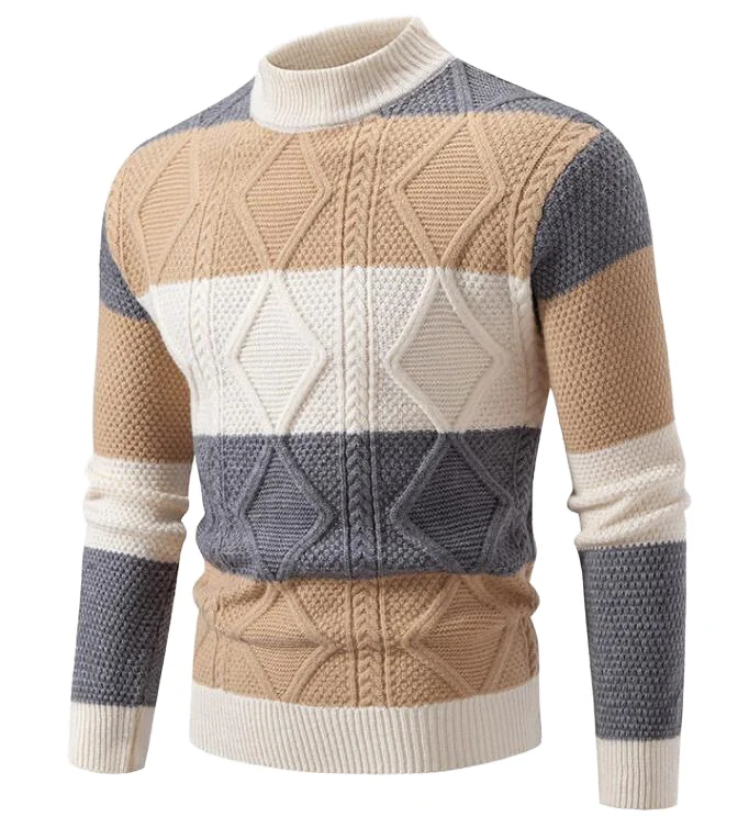 Striped Turtleneck Knit Sweater