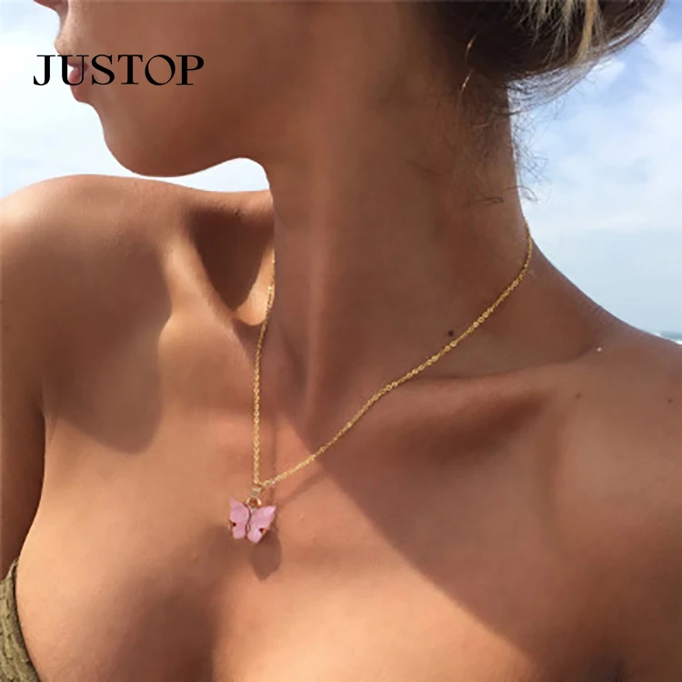 

Vintage Silver Color Dripping oil Butterfly Choker Necklace for Women Girls Blue Animal Pendant Necklaces Jewelry Gift