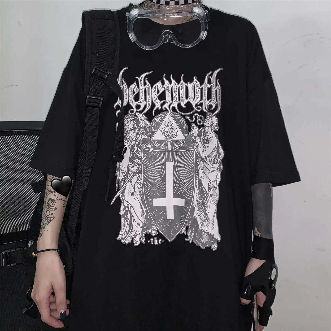 

Gothic Punk Goth Harajuku Tshirt 2021 Emo Style Mall Goth Tops Summer T Shirts Streetwear Black Tops Grunge Clothes Summer