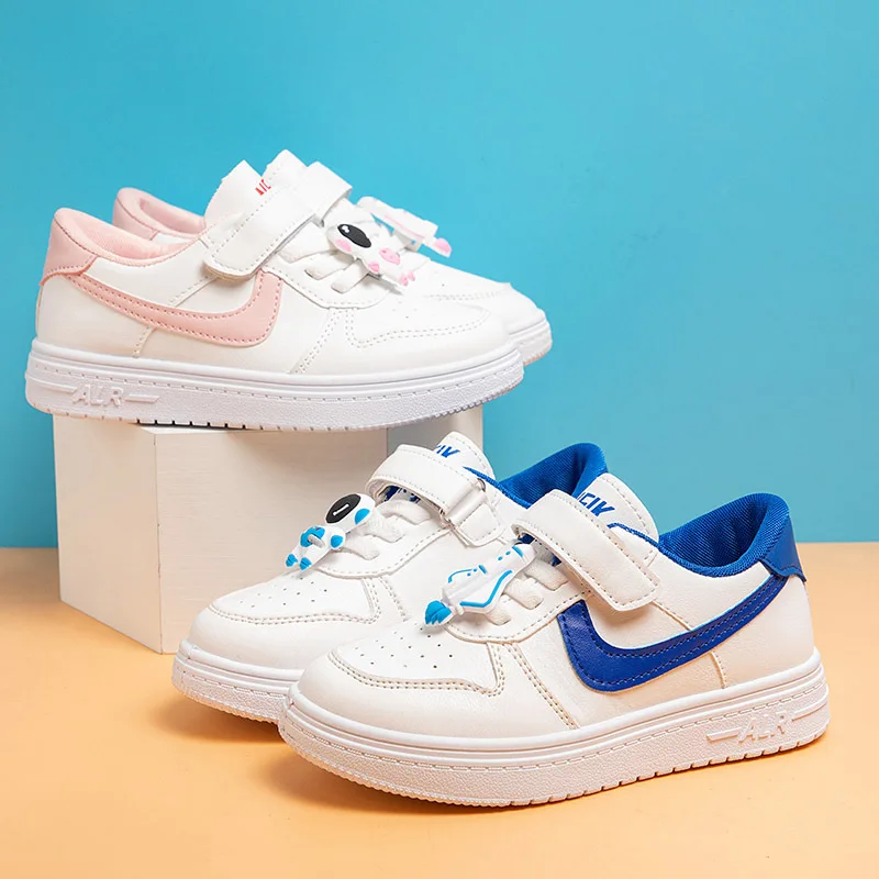 

Spring Summer Cartoon Kids White Shoes Magic Paste Solid Soft Soled Boys Girls Cute Board Korean Style Casual Running