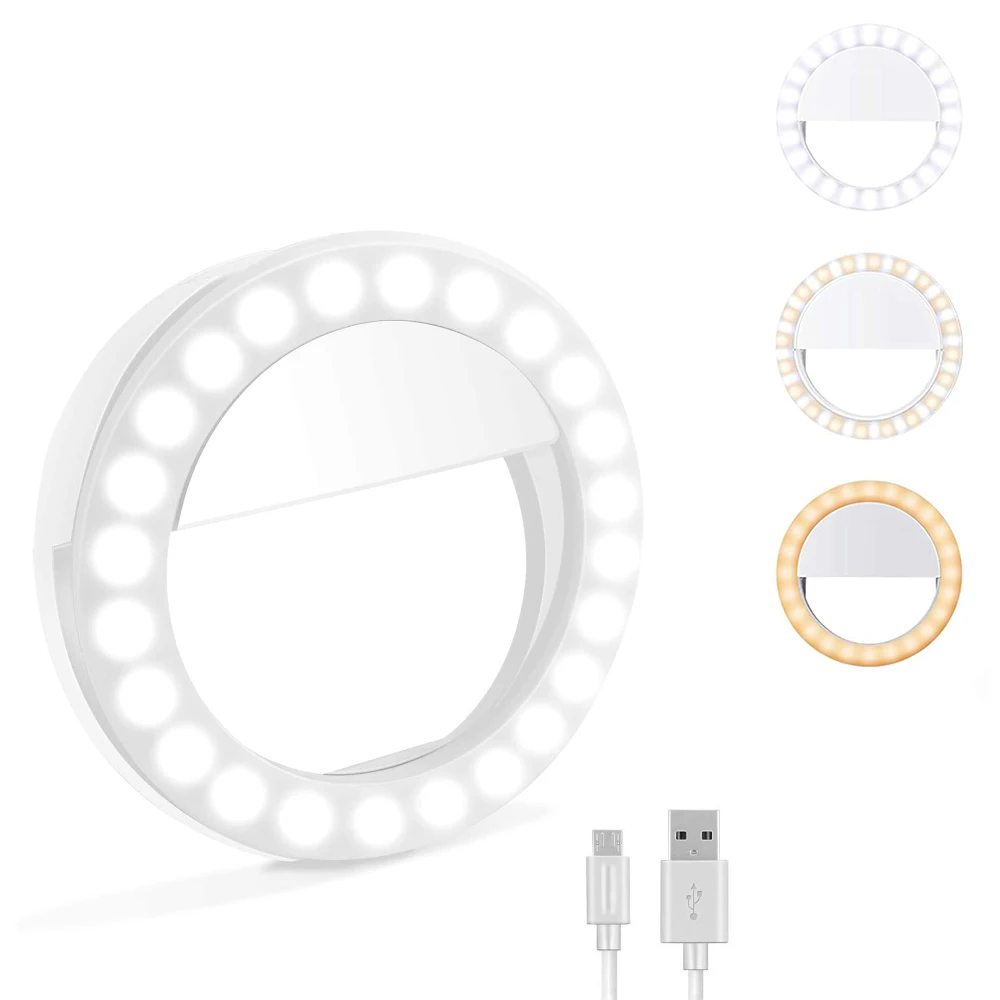 

dropshipping free shipping Rechargeable 450mAh 48PCS LED small portable phone ring light, White