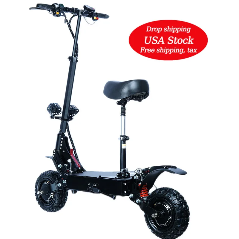 

[USA warehouse]dual motor 60V 5600 watt 2 Wheel used adult Fast Self-Balancing Fat Tire seat electric scooter For sale