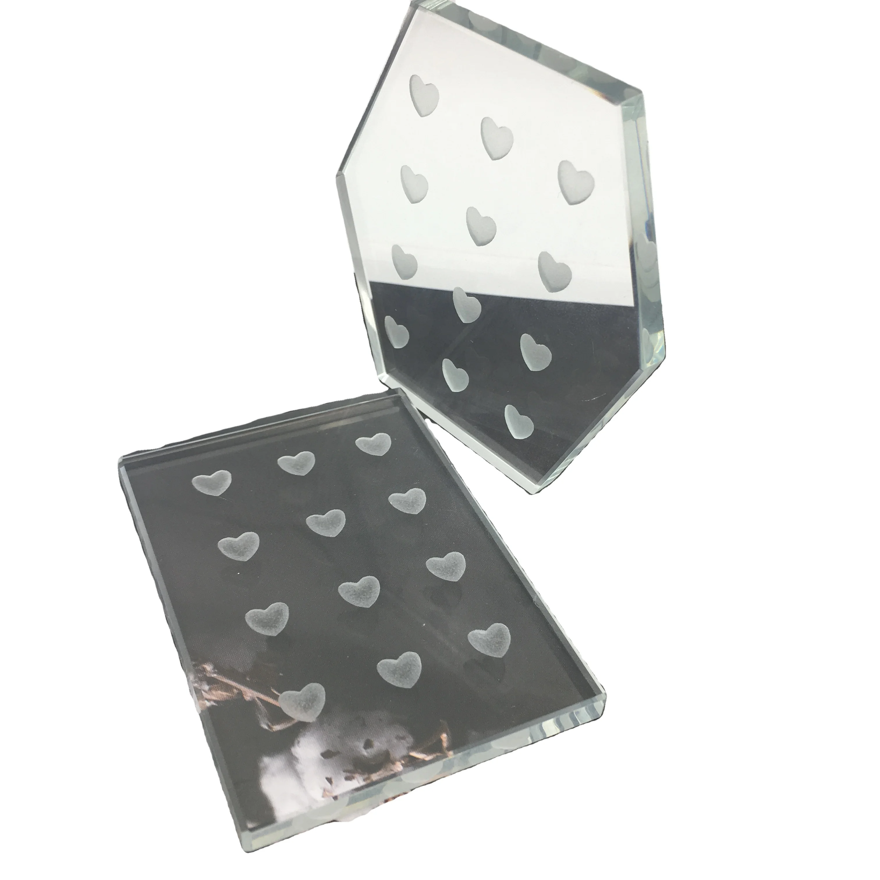 

New polygonal custom logo crystal glass glue tray with 12 holes for eyelash extension glue pallet tiles, Transparent