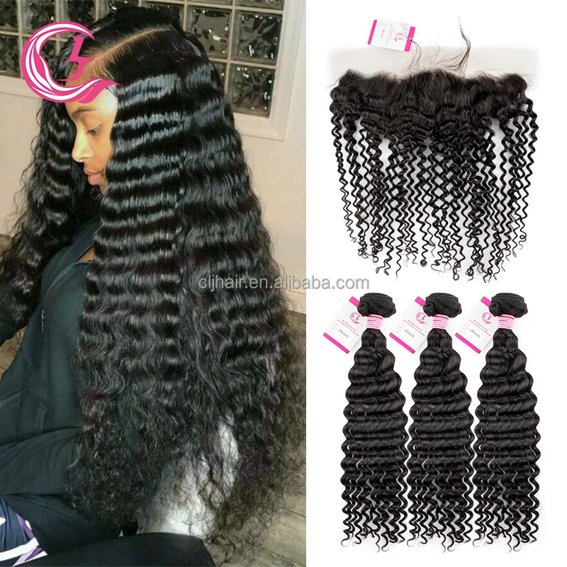 

CLJHAIR High Quality Perruques Cheveux Naturels Unprocessed Virgin Human Hair 10A Grade Deep Wave Bundles For Black Women